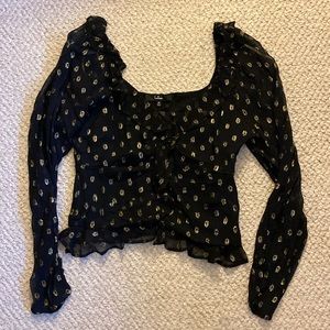 Divine Looks Black and Gold Long Sleeve Top from Lulus